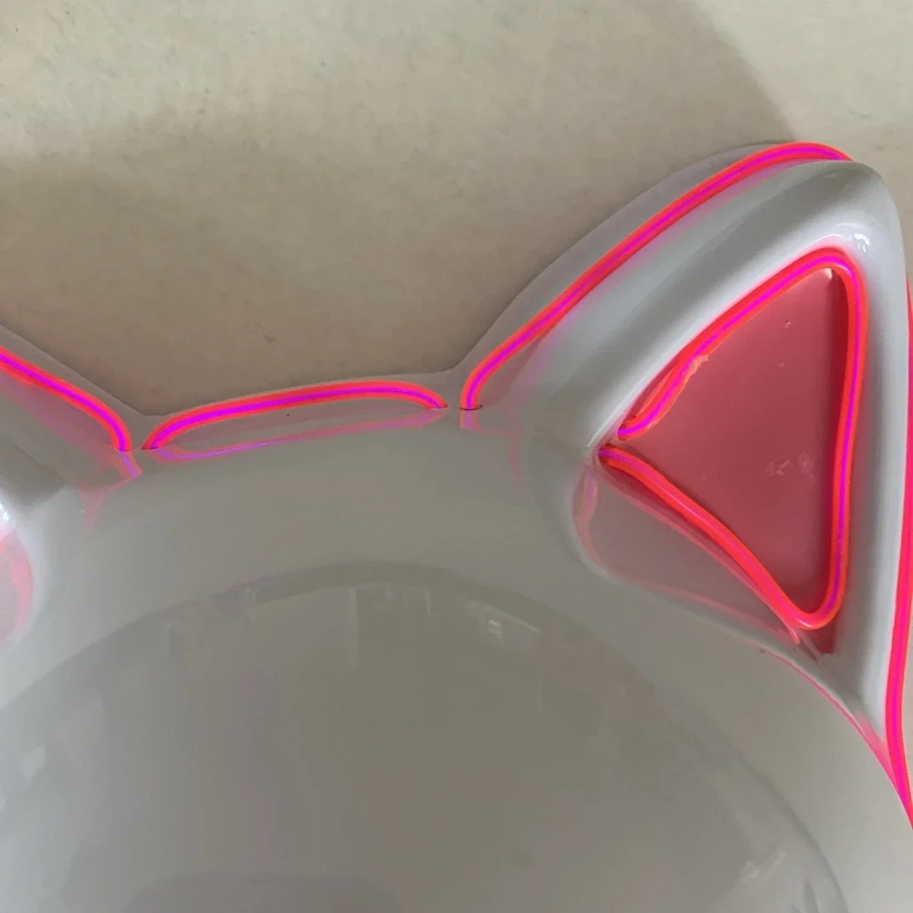 Anime Demon Slayer LED Light up Mask White W Pink And Blue Light Halloween
